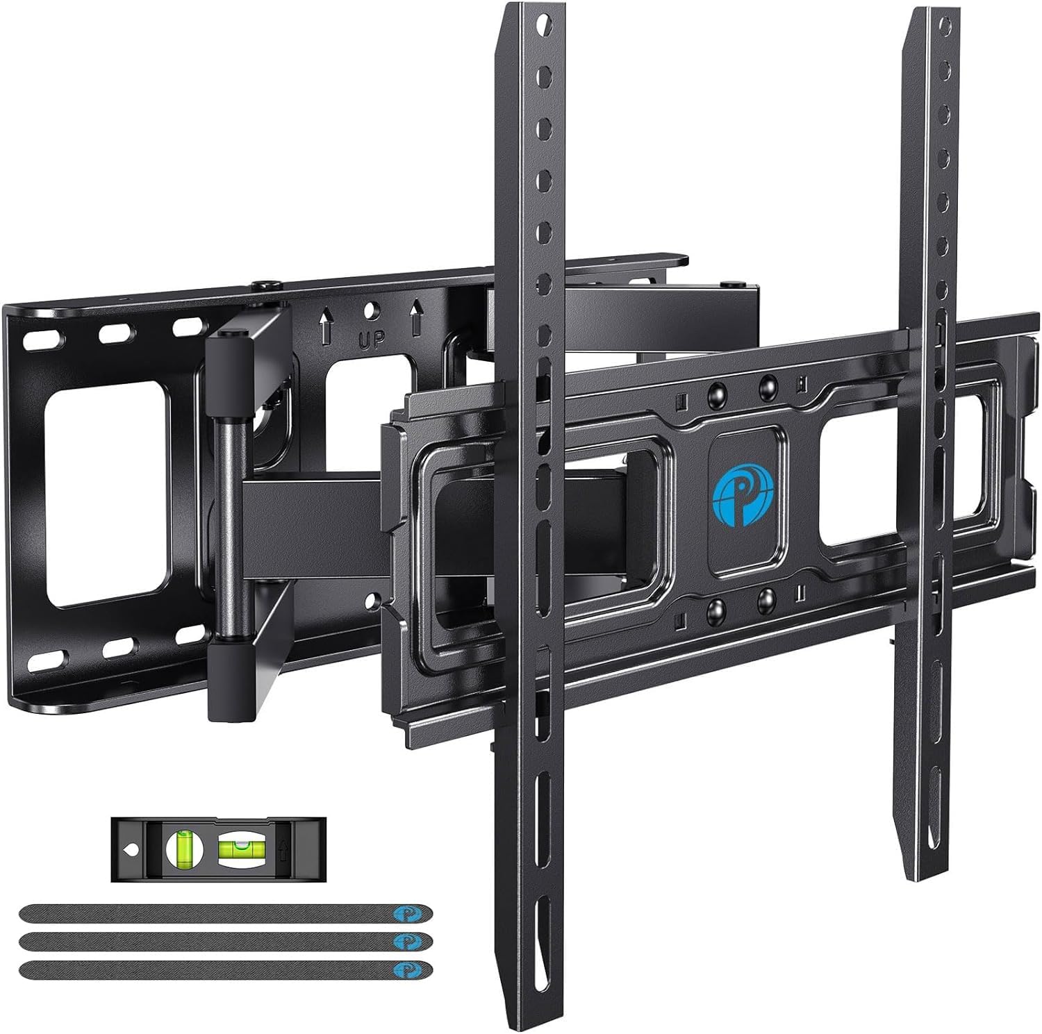 Amazon Basics Full Motion Articulating TV Wall Mount, with Swivel and Tilt, for 26" to 55" TVs and Flat Panels up to 80 Lbs, VESA Compatible, Single Stud, Black