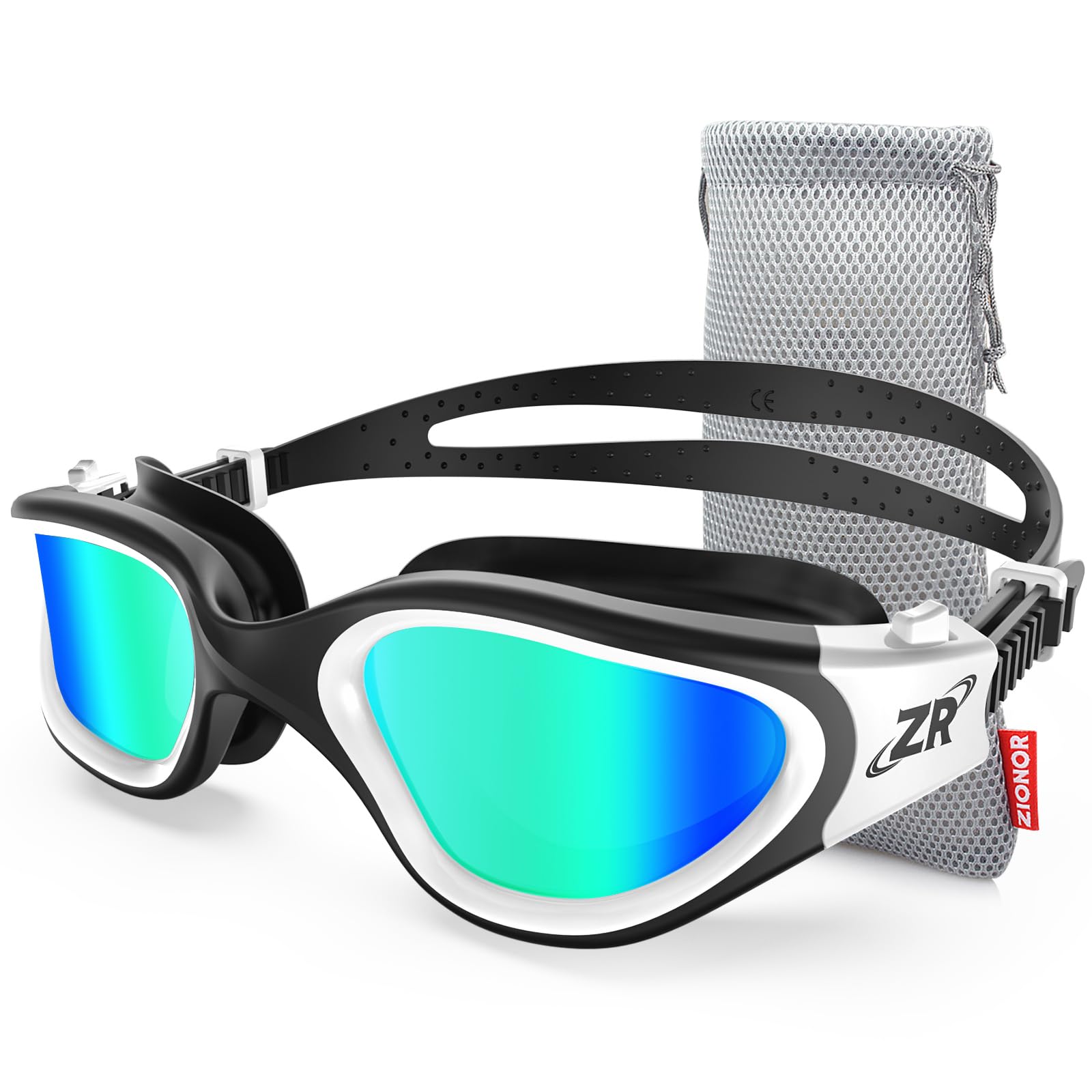Aegend Swim Goggles, Swimming Goggles No Leaking Full Protection Adult Men Women Youth, Anti-Fog Swim Glasses, Beach Essentials for Indoor Outdoor Swimming, Mirrored Lens (Black)