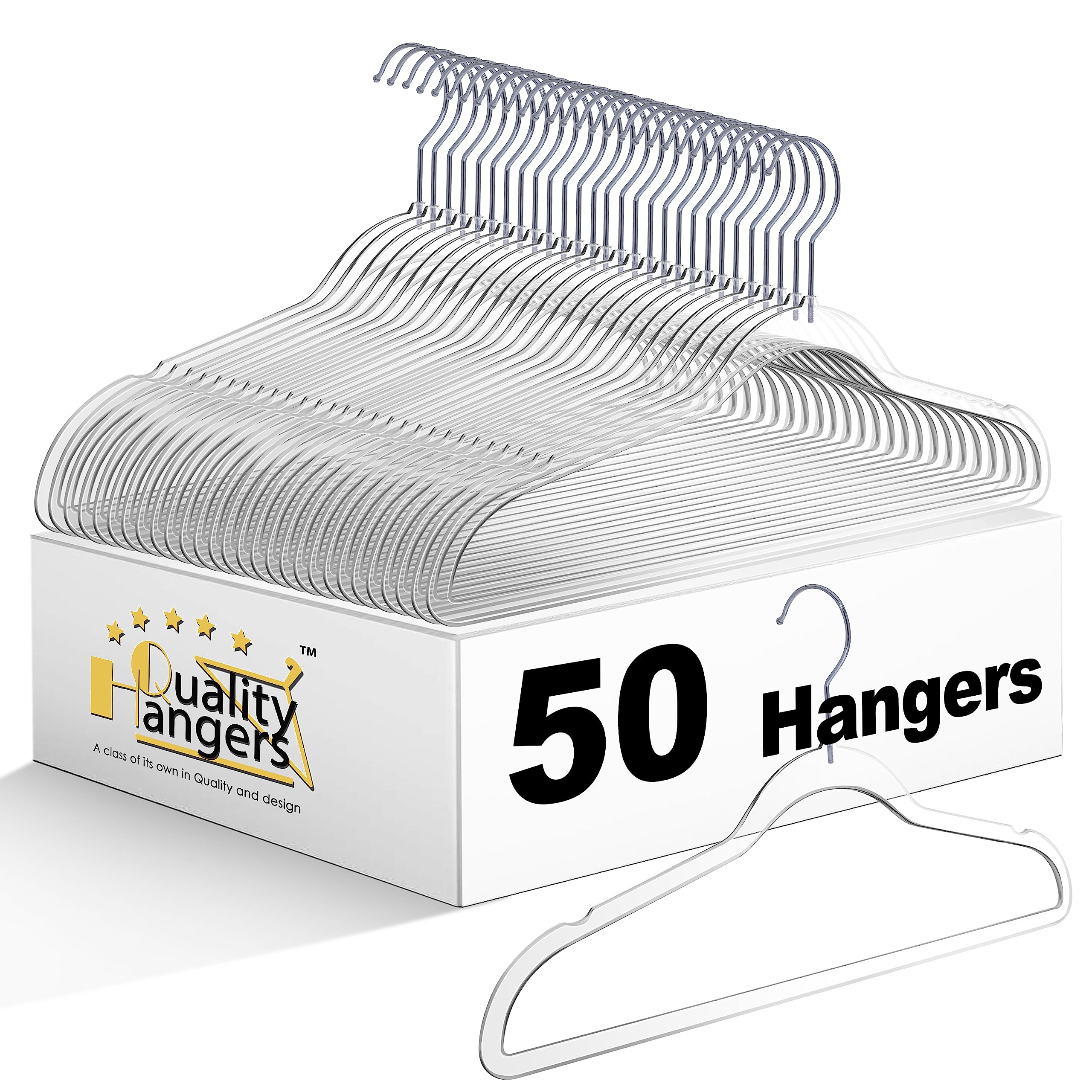 Utopia Home Plastic Hangers 50 Pack – Space Saving Clothes Hanger White | Durable & strong | Closet organizer & storage | Ideal for apartments, dorms & stocking stuffers