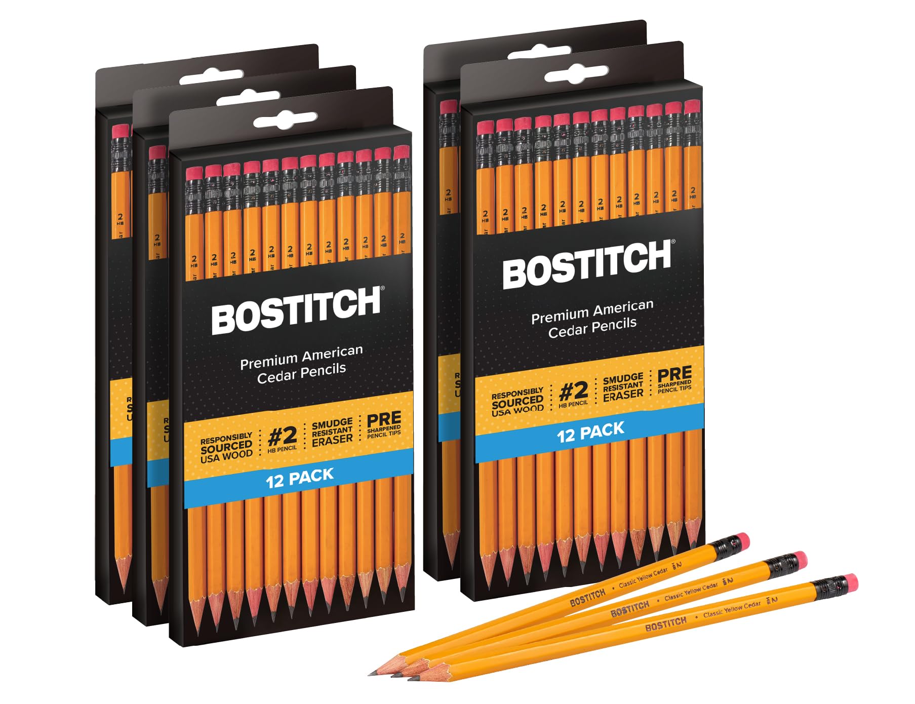 Amazon Basics Wood-Cased #2 HB School Pencils with Erasers for Writing and Drawing, Pre-sharpened, Soft Strong Lead, Orange, 30 Count