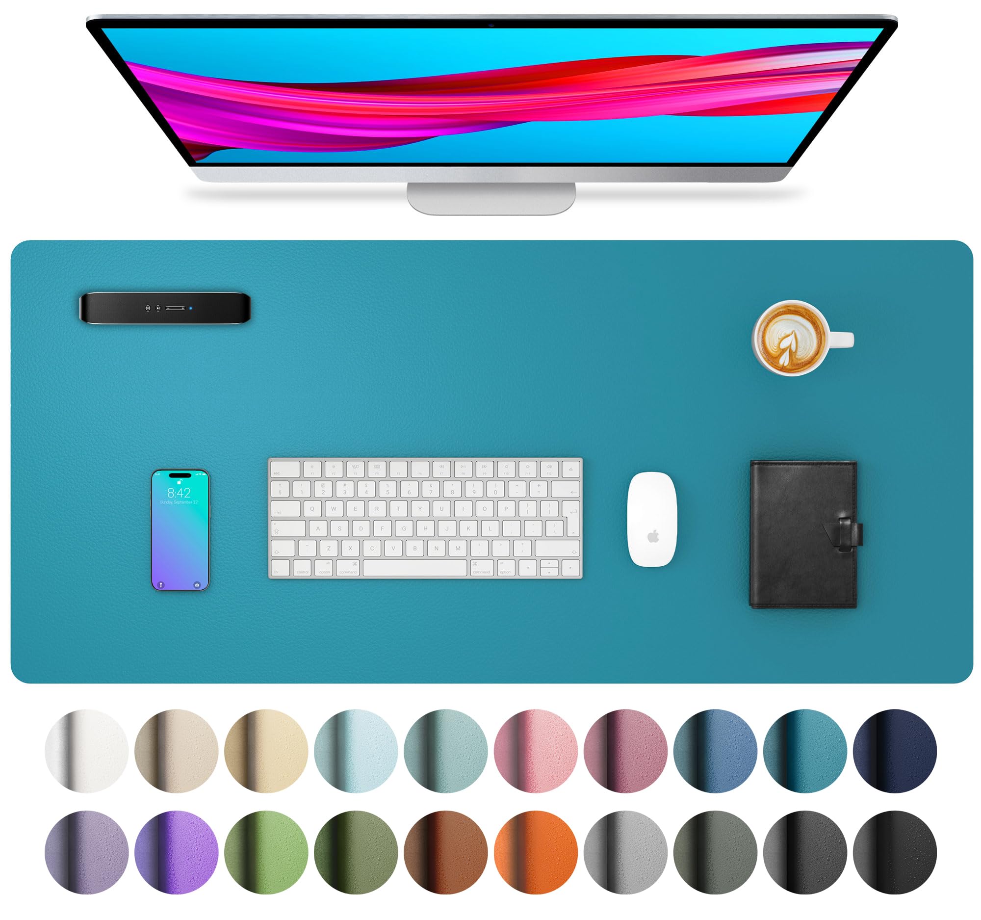 YSAGi Leather Desk Protector, Office Mat, Large Mouse Mat, Non-Slip PU Leather Blotter, Laptop Desk Mat, Waterproof Writing Pad for Office and Home (Black, 31.5" x 15.8")