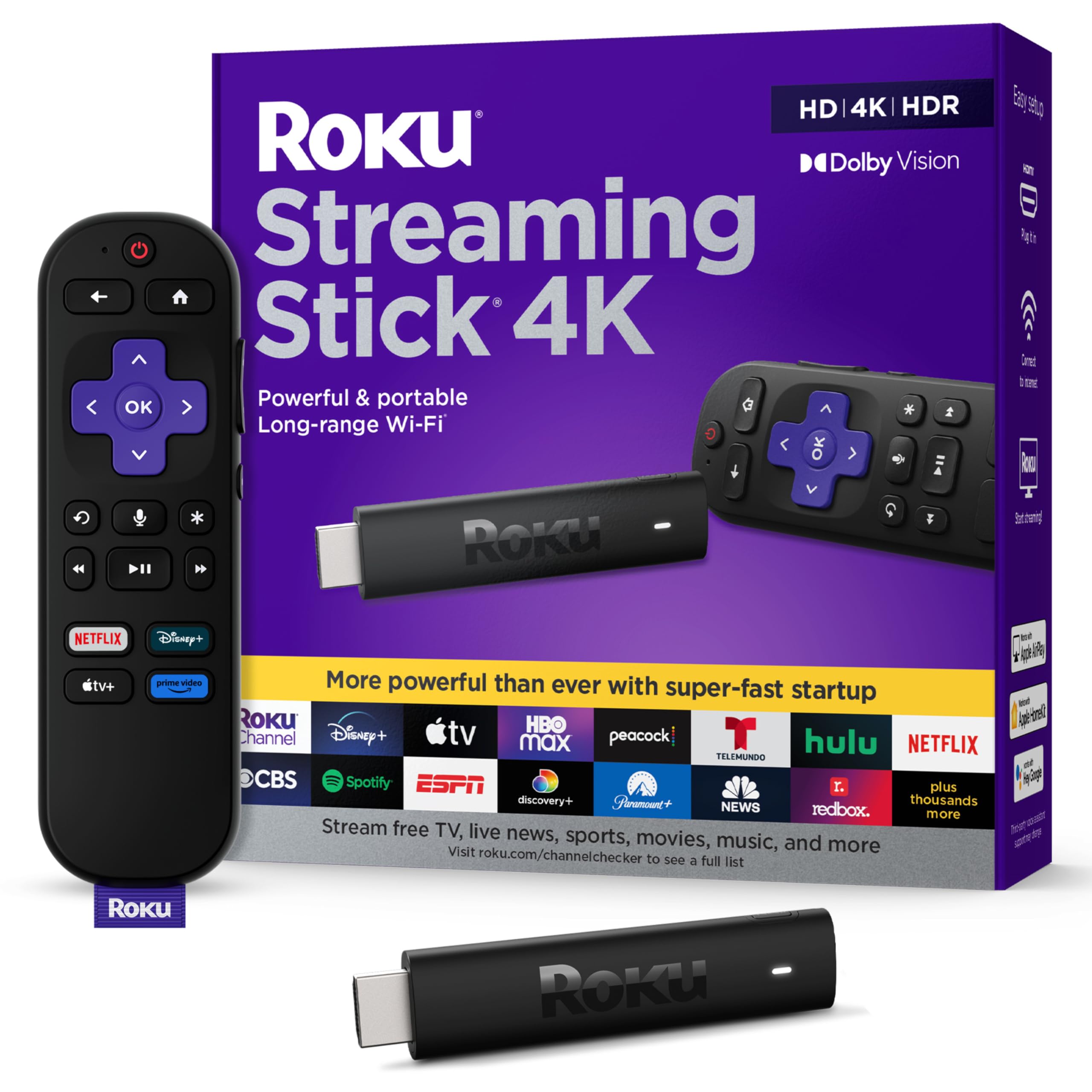 Roku Voice Remote | Replacement TV Remote Control with Voice Control, Simple Setup, & Pre-Set App Shortcuts - Compatible with Roku TV, Players, & Audio Devices | Voice Remote