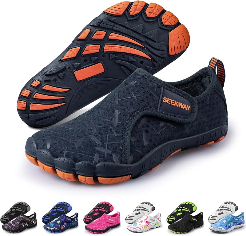 | SEEKWAY Barefoot Water Shoes for Kids - Wide Toe Box and Quick-Dry Sand Shoes Toddler for Hiking Swim Beach Pool Kayak Sport Accessories, Camping Essentials Non-Slip for Boys Girls Sizes | Water Shoes